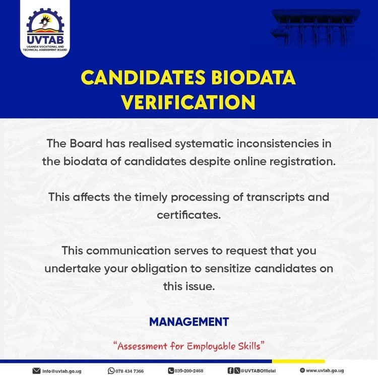 CANDIDATES' BIODATA VERIFICATION