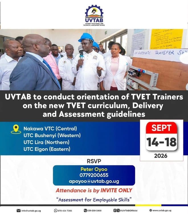 UVTAB to conduct orientation of TVET Trainers on the new TVET curriculum 